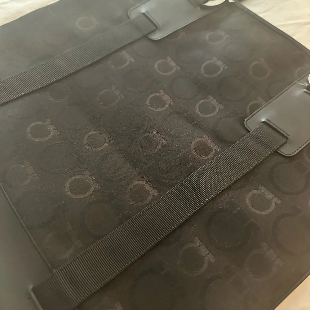 Salvatore Ferragamo Black Gancini Logo Tote Handbag